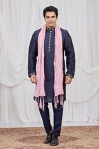 Light Navy Blue Art Silk Kurta Pajama for Indian Groomsmen Attire