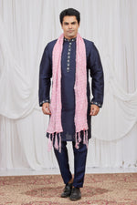 Light Navy Blue Kurta Pajama Dupatta - Indian Groomsmen Attire
