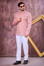 Rose Art Silk Jodhpuri Suit For Men & Pant with Thread Embroidery Work