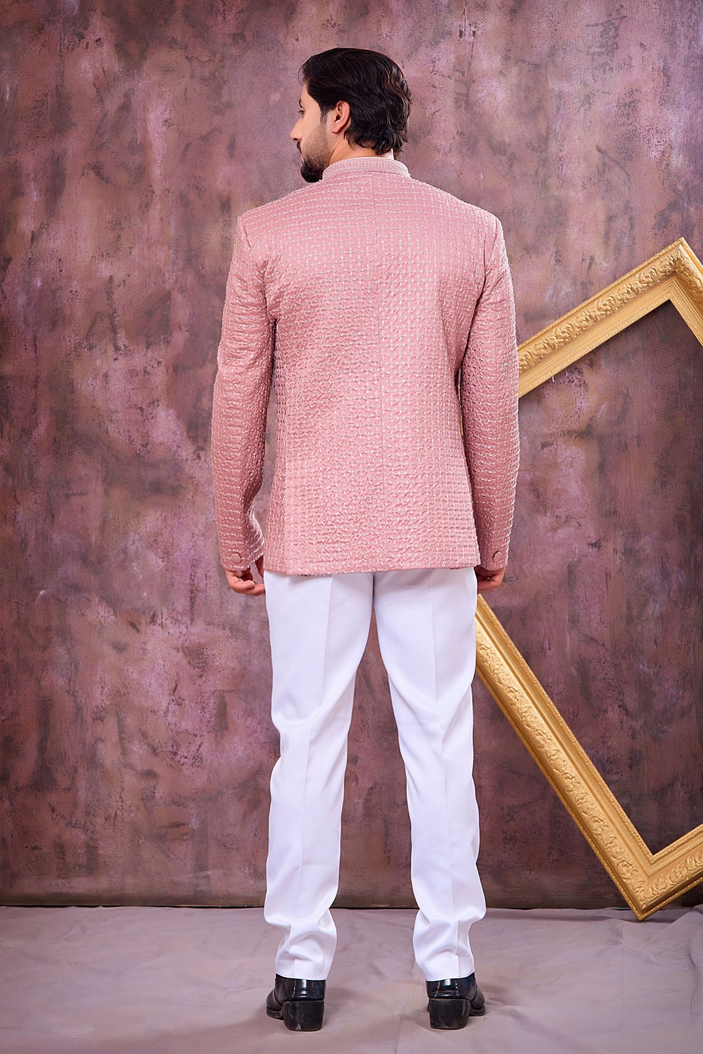 Rose Art Silk Jodhpuri Suit For Men & Pant with Thread Embroidery Work