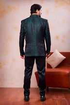 Rama Jacquard 3 Piece Jodhpuri, Pant & Jacket For Indian & Pakistani Wedding Festival - Woven Work