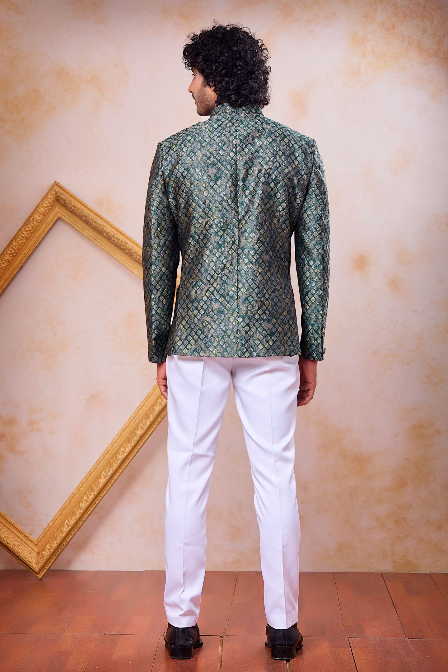Rama Green Jacquard Jodhpuri and Pant for India Traditional Clothing Men