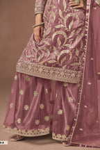Dusty Pink Sharara Suit - Sangeet Outfits for Women with Embroidery
