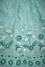 Cyan Net Lehenga Choli For Indian Festival & Weddings - Thread Embroidery Work, Sequence Embroidery Work