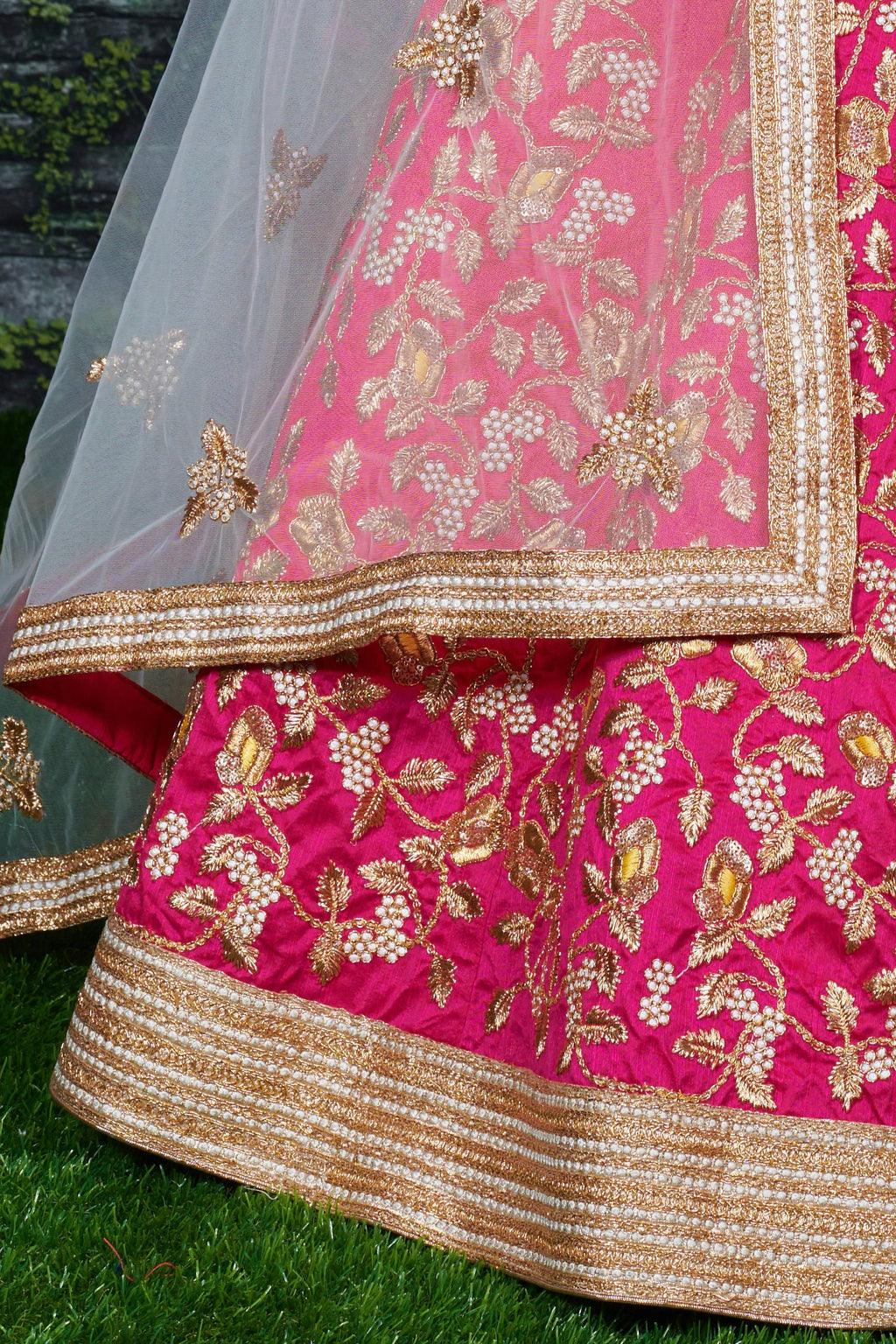 Pink Mulberry Silk Lehenga Choli For Indian & Pakistani Wedding Festival - Sequins & Thread Embroidery Work, Dori Work