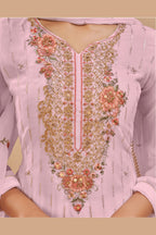 Light Pink Georgette Plus Size Salwar Kameez Upto 7XL - 54 size For Indian Festivals & Weddings - Sequence Embroidery Work, Thread Embroidery Work, Khatli Work, Zari Work