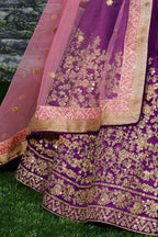 Purple Mulberry Silk Lehenga Choli For Indian & Pakistani Wedding Festival - Sequins Embroidery Work, Dori Work, Zari Work