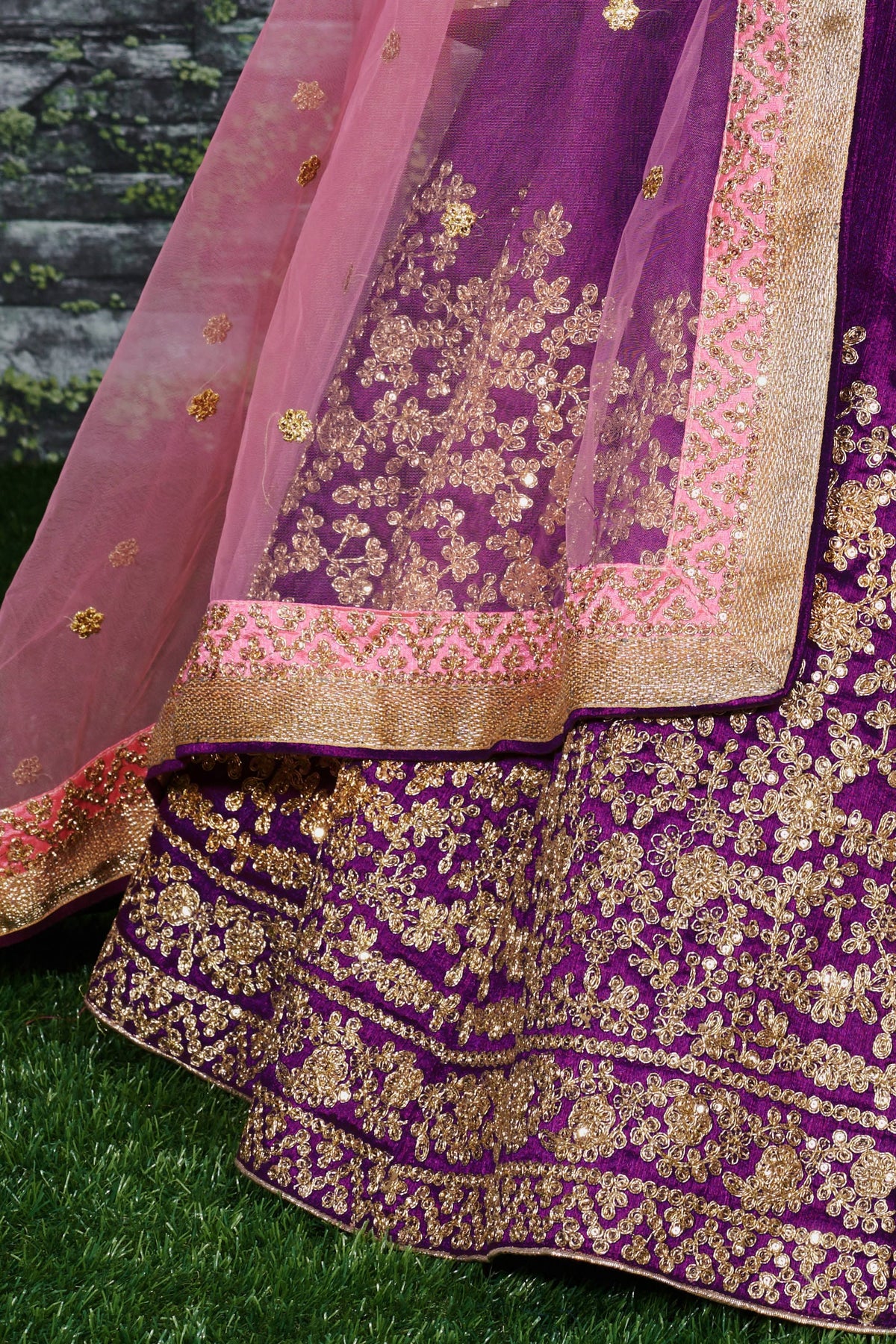 Purple Mulberry Silk Lehenga Choli For Indian & Pakistani Wedding Festival - Sequins Embroidery Work, Dori Work, Zari Work