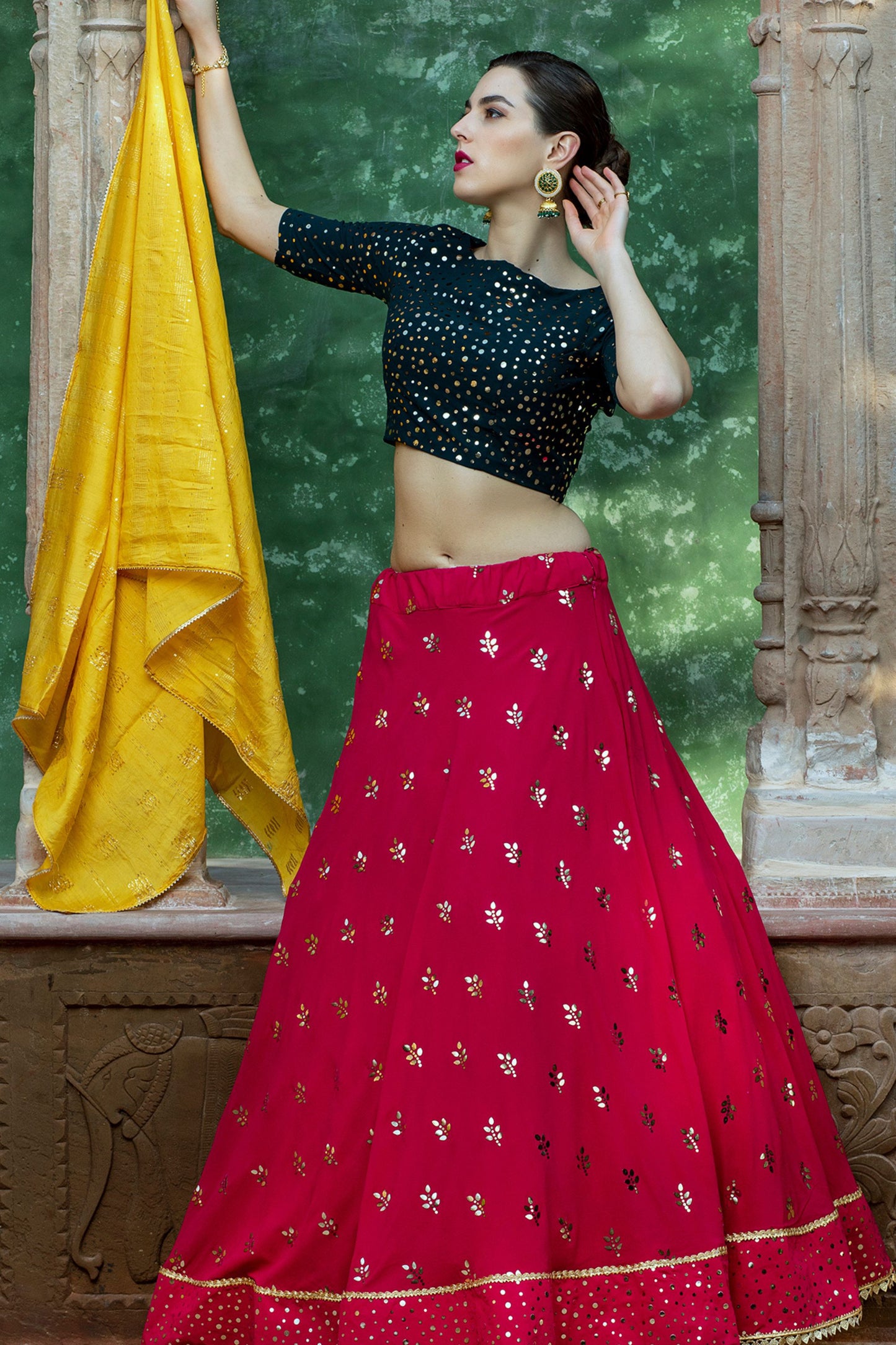 Pink Pakistani Georgette Lehenga Choli For Indian Festivals & Weddings - Sequence Embroidery Work,