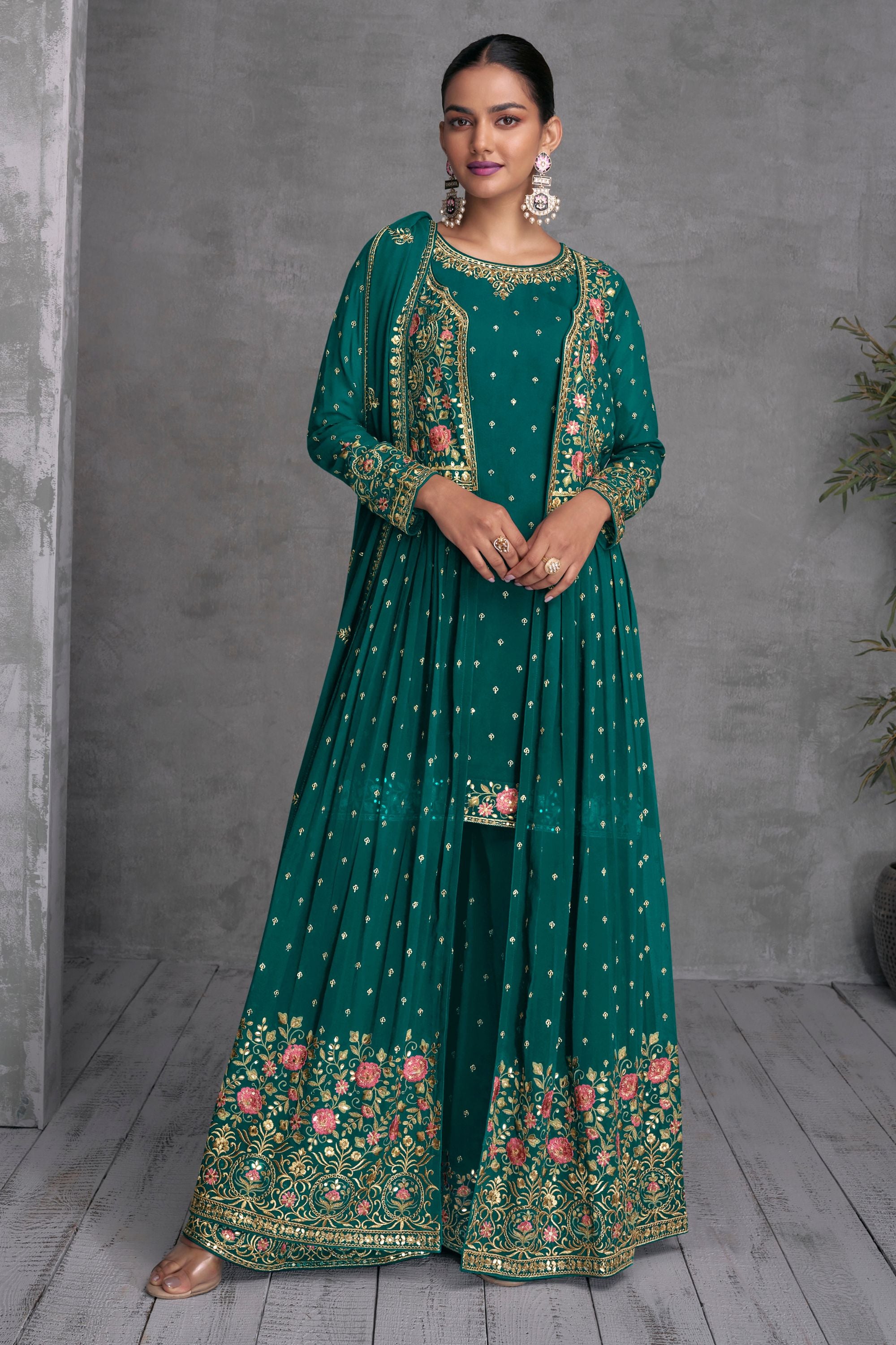 Ready To Ship | Jacket Style Net Salwar Kameez and Jacket Style Net Salwar  Suit Online Shopping