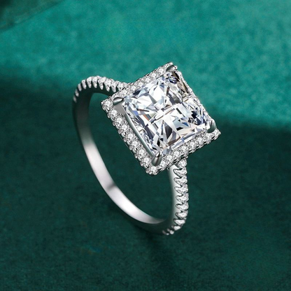 Luxury Princess Square Clear CZ Rings For Women - Classic 925 Sterling Silver Romantic Wedding Accessories Jewelry