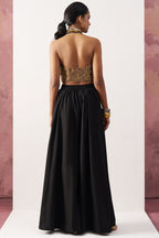 Black Jacquard Waistcoat with Plazo For Indian Weddings & Pakistani Festival