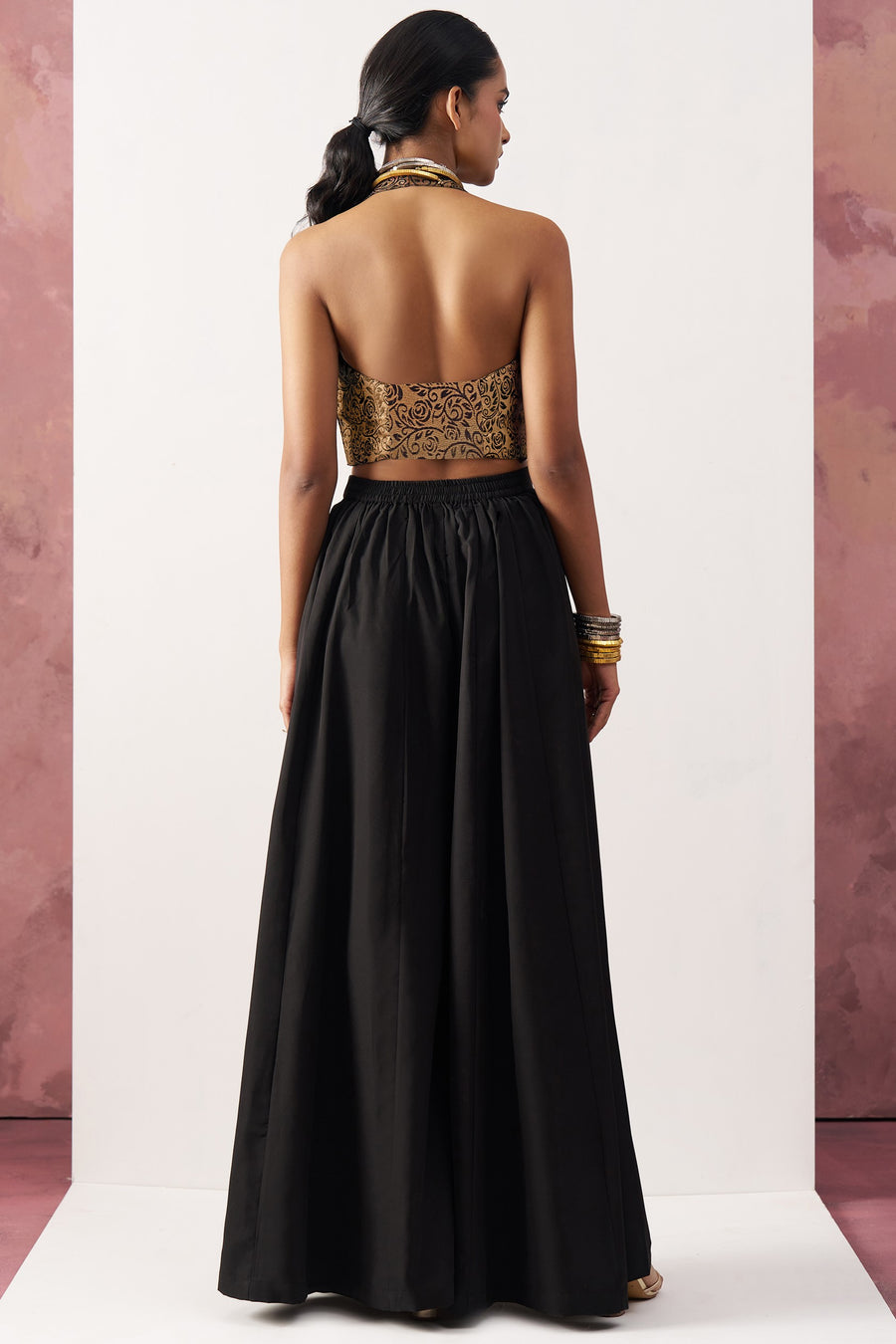 Black Jacquard Waistcoat with Plazo For Indian Weddings & Pakistani Festival