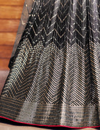 Black Chinon Silk Double Tone Partywear Lehenga Choli with Thread and Sequins Work