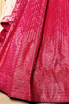 Pink Chinon Silk Double Tone Partywear Lehenga Choli with Thread and Sequins Embroidery