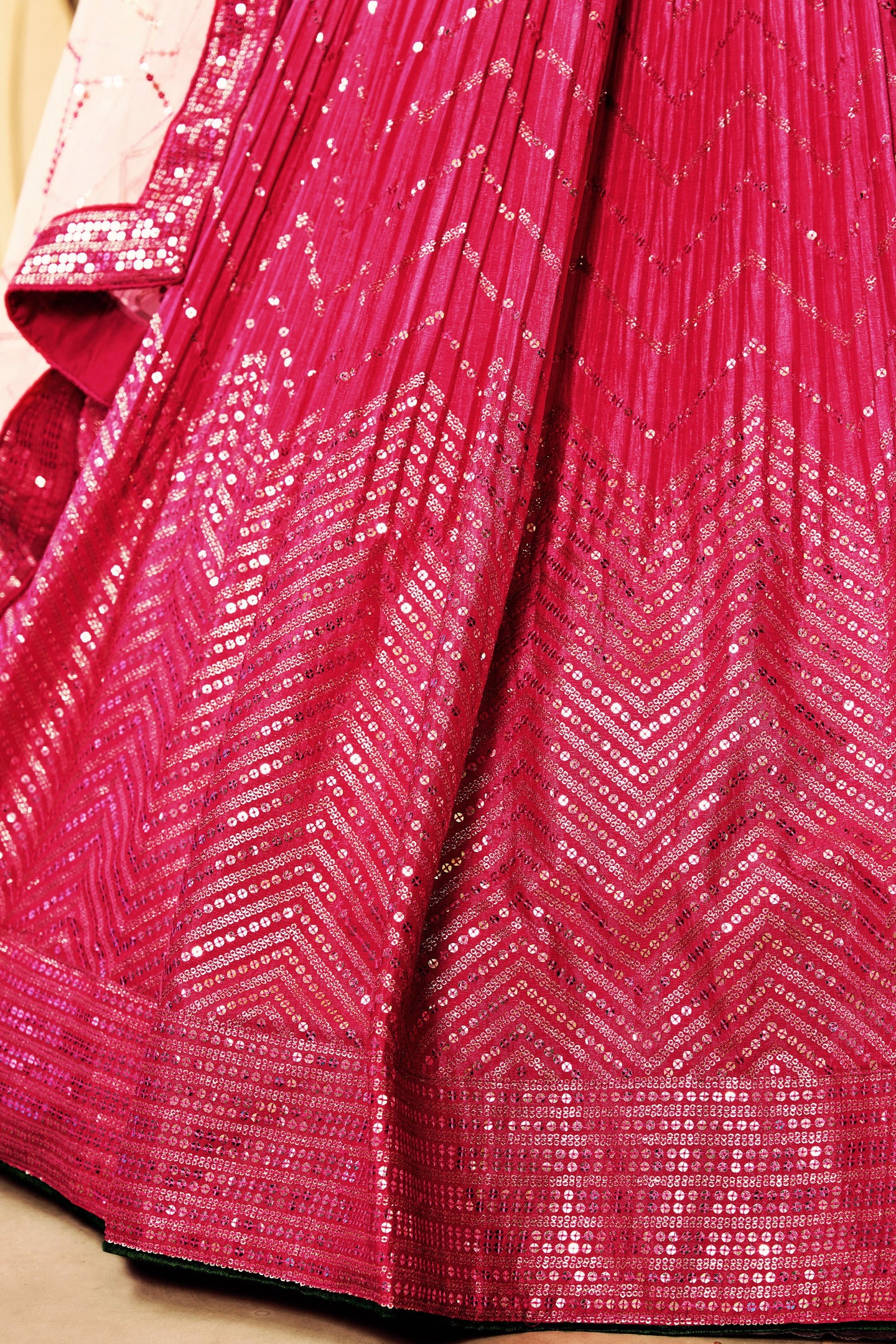 Pink Chinon Silk Double Tone Partywear Lehenga Choli with Thread and Sequins Embroidery