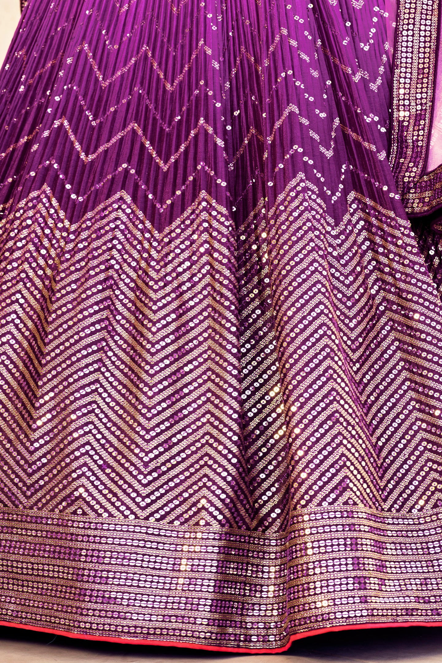 Purple Chinon Silk Double Tone Partywear Lehenga Choli with Embroidery Work