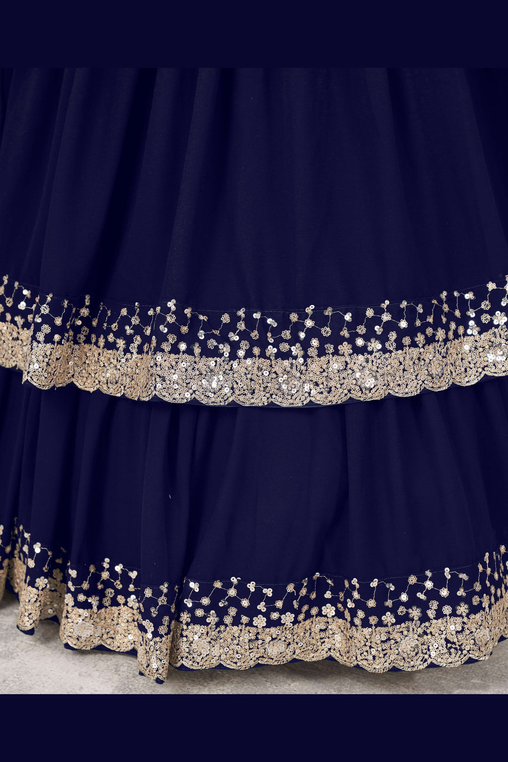 Blue Georgette Lehenga Choli For Indian & Pakistani Wedding Festival - Sequence Embroidery Work, Zari Work