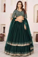 Teal Georgette Lehenga Choli for Wedding – Sequence Embroidery & Zari Work