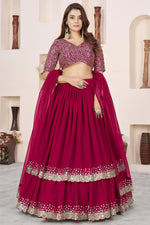 Pinkish Red Georgette Lehenga Choli – Sequence Embroidery & Zari Work
