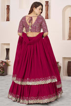 Pink Georgette Lehenga Choli For Indian & Pakistani Wedding Festival - Sequence Embroidery Work, Zari Work