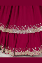 Pink Georgette Lehenga Choli For Indian & Pakistani Wedding Festival - Sequence Embroidery Work, Zari Work