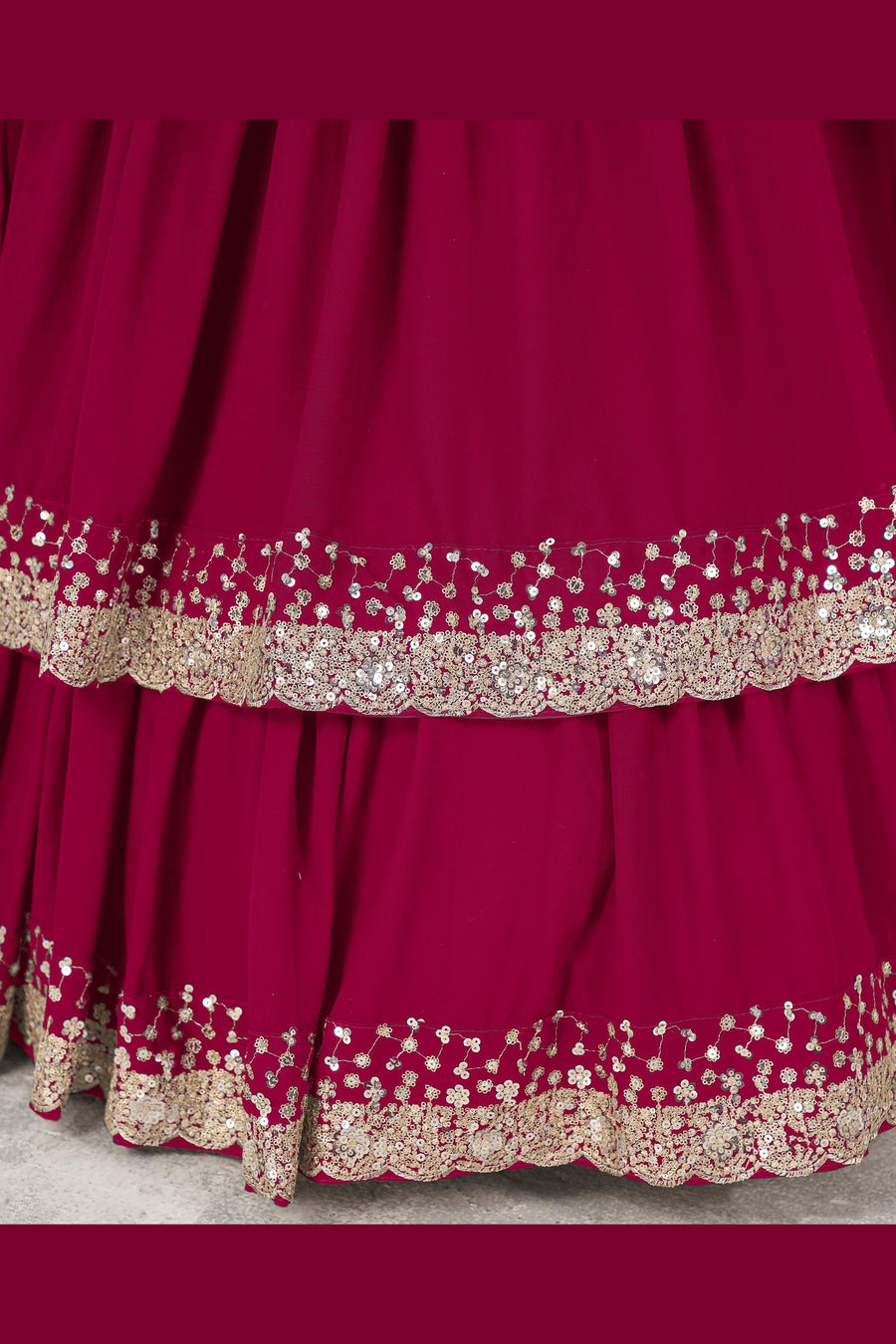 Pink Georgette Lehenga Choli For Indian & Pakistani Wedding Festival - Sequence Embroidery Work, Zari Work