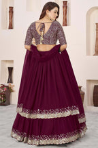 Purple Georgette Lehenga Choli For Indian & Pakistani Wedding Festival - Sequence Embroidery Work, Zari Work
