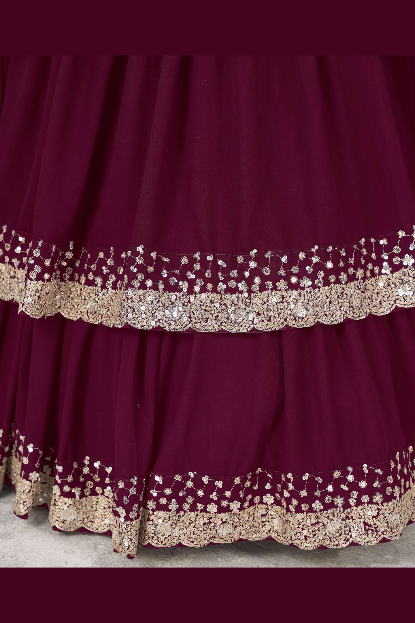 Purple Georgette Lehenga Choli For Indian & Pakistani Wedding Festival - Sequence Embroidery Work, Zari Work