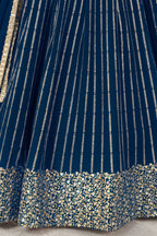 Blue Georgette Embroidered Lehenga Choli with Zari and Sequins
