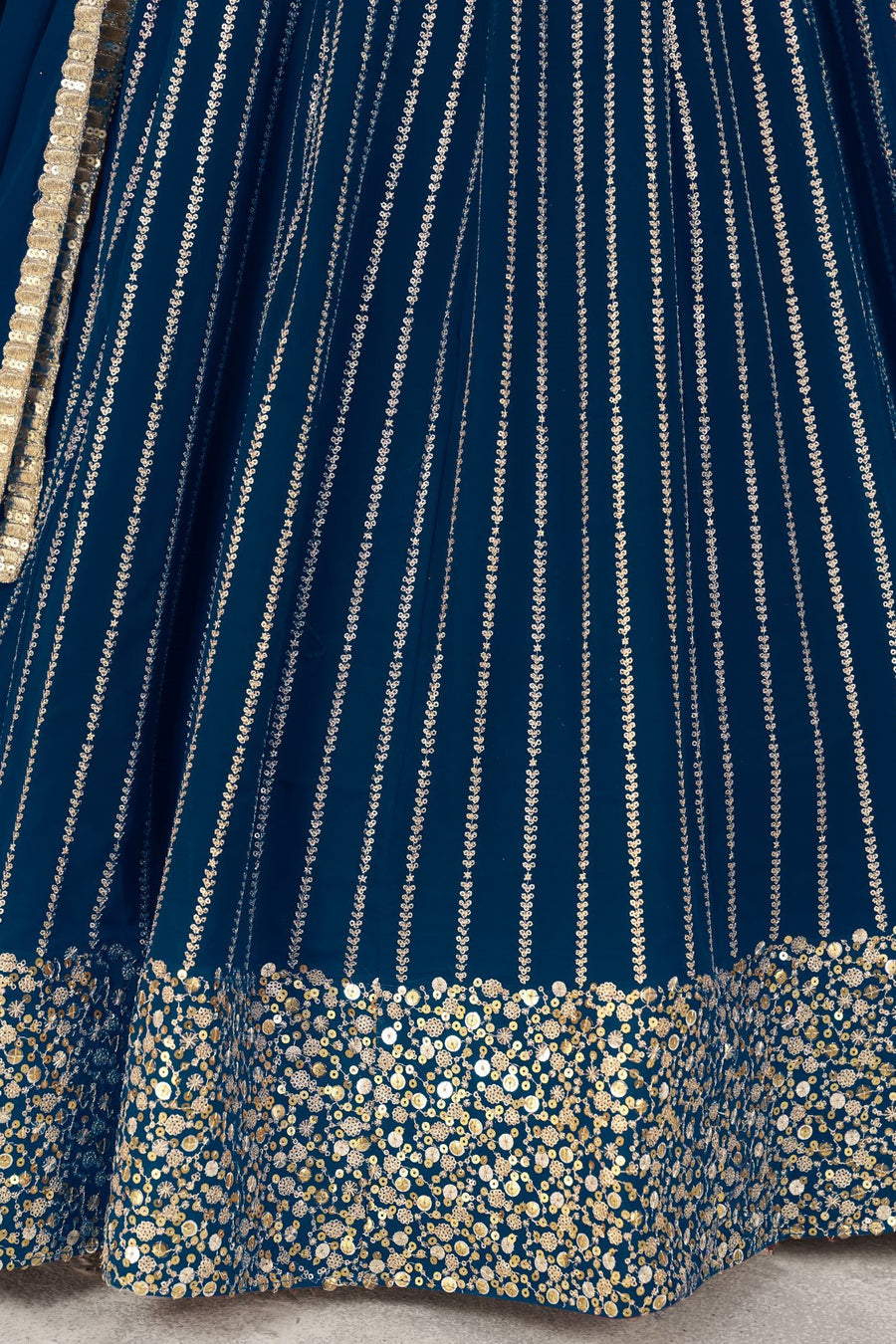 Blue Georgette Embroidered Lehenga Choli with Zari and Sequins