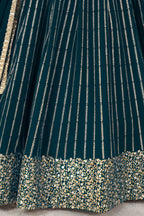 Teal Georgette Embroidered Lehenga with Zari and Sequins