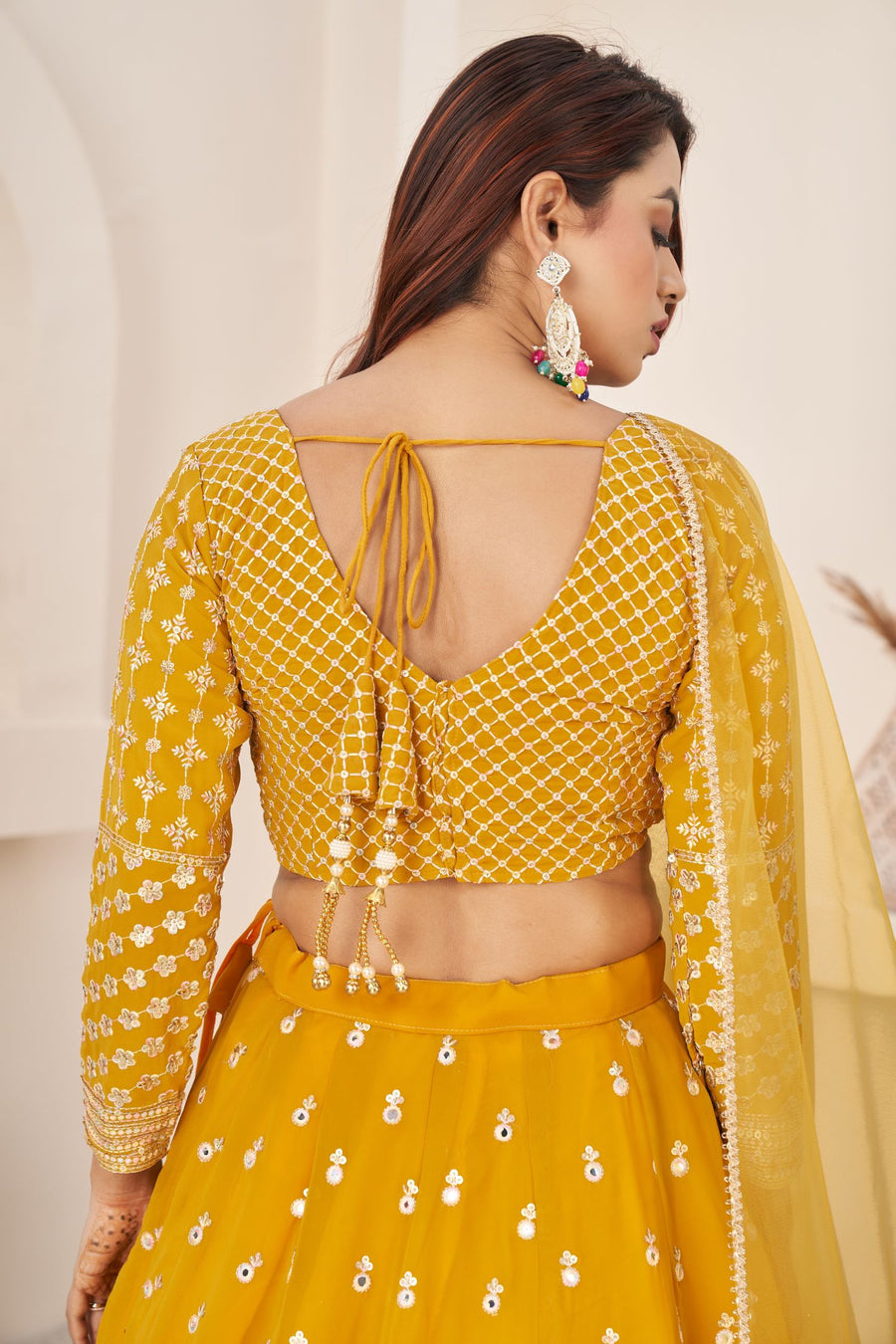 Yellow Georgette Lehenga Choli for Haldi Outfits for Guests