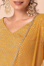 Yellow Georgette Lehenga Choli For Indian Festivals & Pakistani Weddings Dress - Sequence Embroidery Work, Zari Work