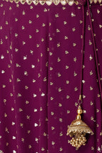 Wine Georgette Lehenga Choli For Indian Festivals & Pakistani Weddings Dress - Sequence Embroidery Work, Zari Work