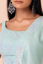 Light Blue Georgette Lehenga Choli For Indian Festivals & Pakistani Weddings Dress - Sequence Embroidery Work, Zari Work