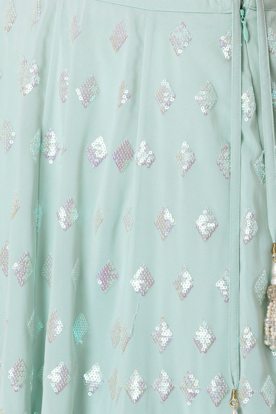 Light Blue Georgette Lehenga Choli For Indian Festivals & Pakistani Weddings Dress - Sequence Embroidery Work, Zari Work