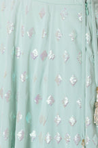 Light Blue Georgette Lehenga Choli For Indian Festivals & Pakistani Weddings Dress - Sequence Embroidery Work, Zari Work