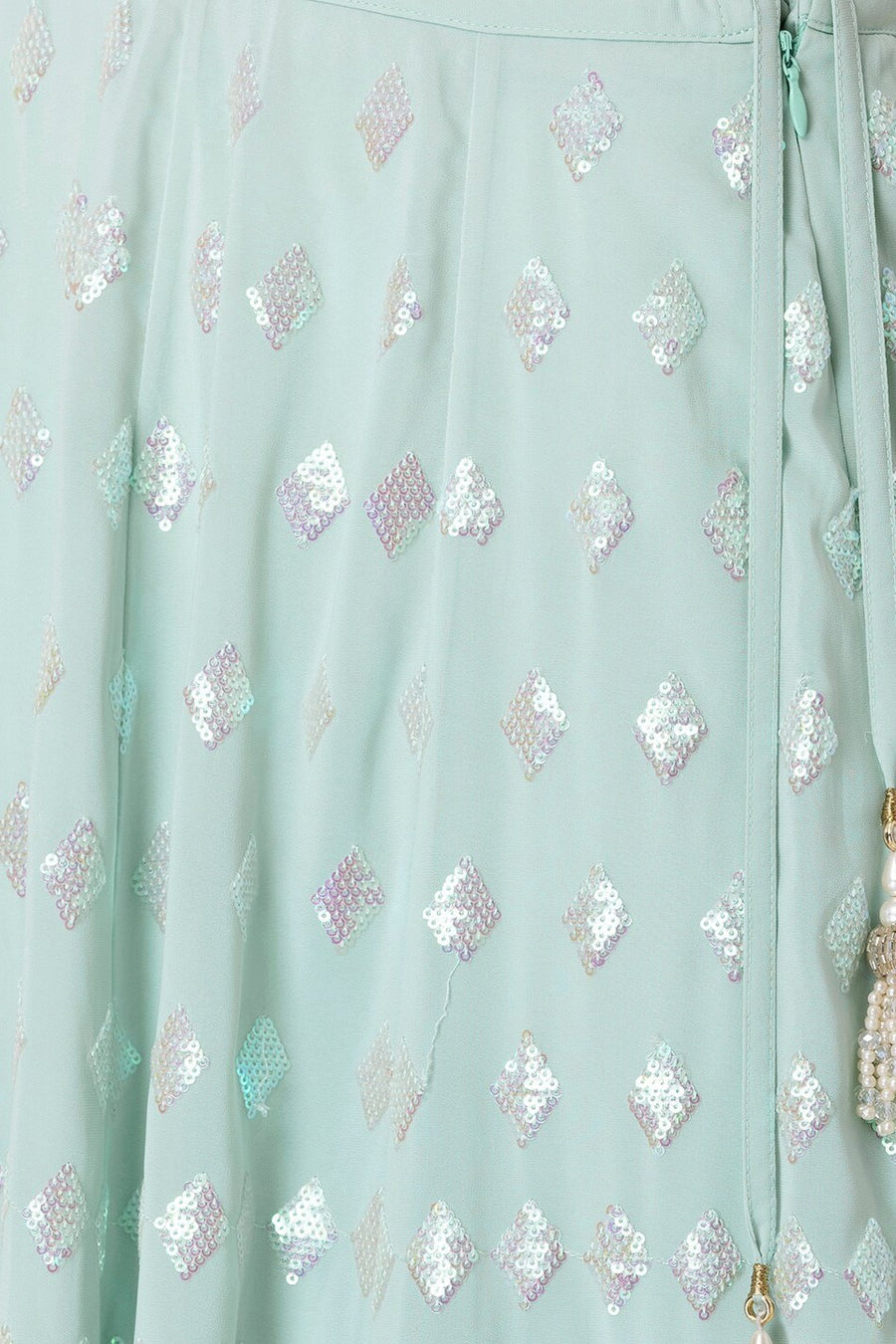 Light Blue Georgette Lehenga Choli For Indian Festivals & Pakistani Weddings Dress - Sequence Embroidery Work, Zari Work