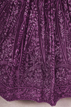 Dark Magenta Georgette Lehenga Choli For Indian & Pakistani Wedding Festival - Sequins & Thread Embroidery Work