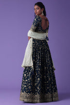 Navy Blue Georgette Lehenga Choli For Indian & Pakistani Wedding Festival - Zari Work, Sequence Embroidery Work