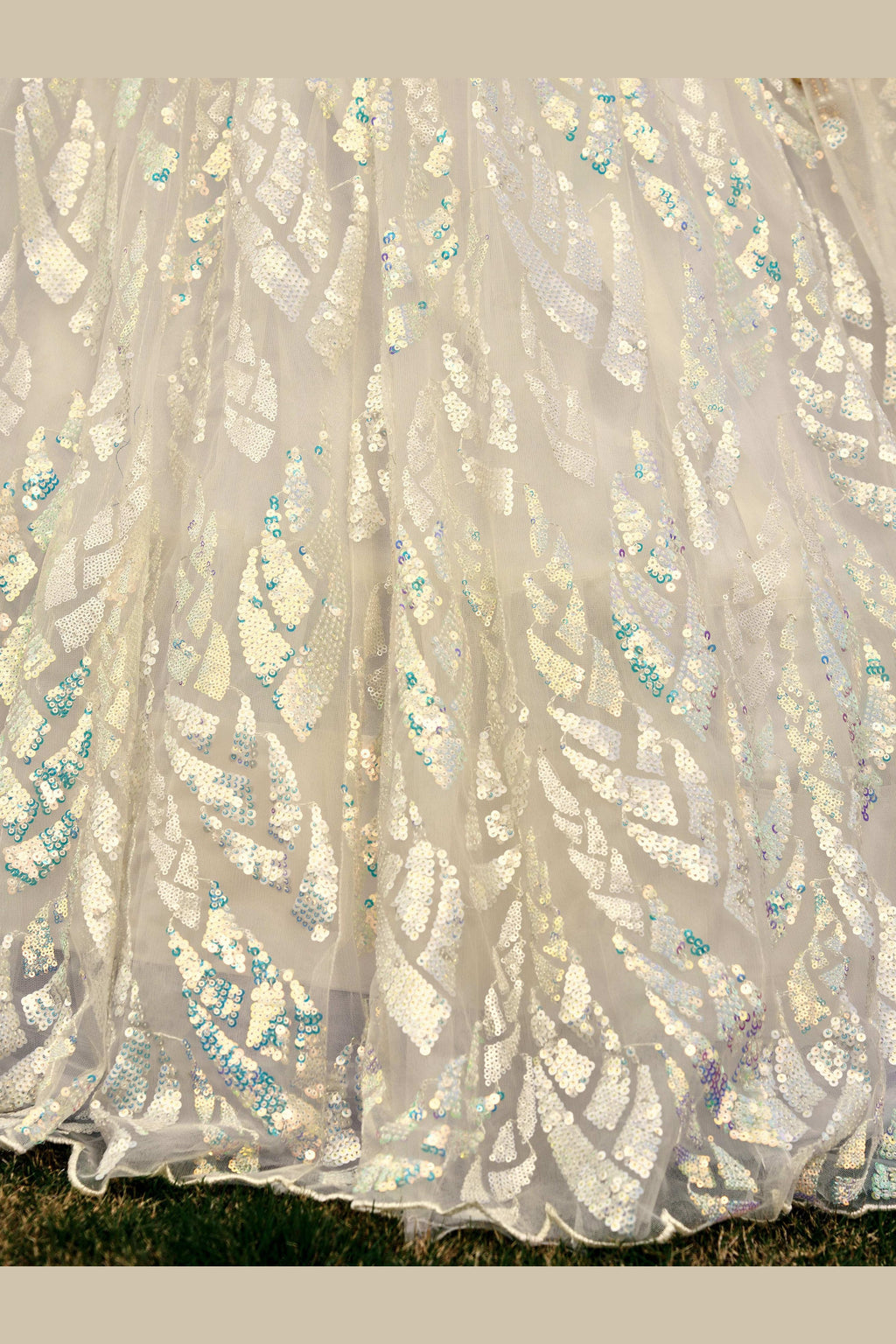 White Net Reception Lehenga Choli For Indian & Pakistani Wedding Festival - Sequins & Thread Embroidery Work