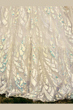 White Net Reception Lehenga Choli For Indian & Pakistani Wedding Festival - Sequins & Thread Embroidery Work