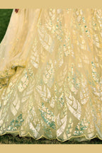 Yellow Net Reception Lehenga Choli For Indian & Pakistani Wedding Festival - Sequins & Thread Embroidery Work