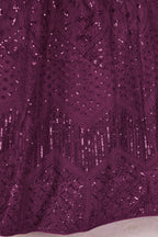 Wine Net Lehenga Choli For Indian & Pakistani Wedding Festival - Sequins & Thread Embroidery Work