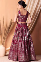Rani Georgette Lehenga Choli with Thread and Sequins Embroidery Work