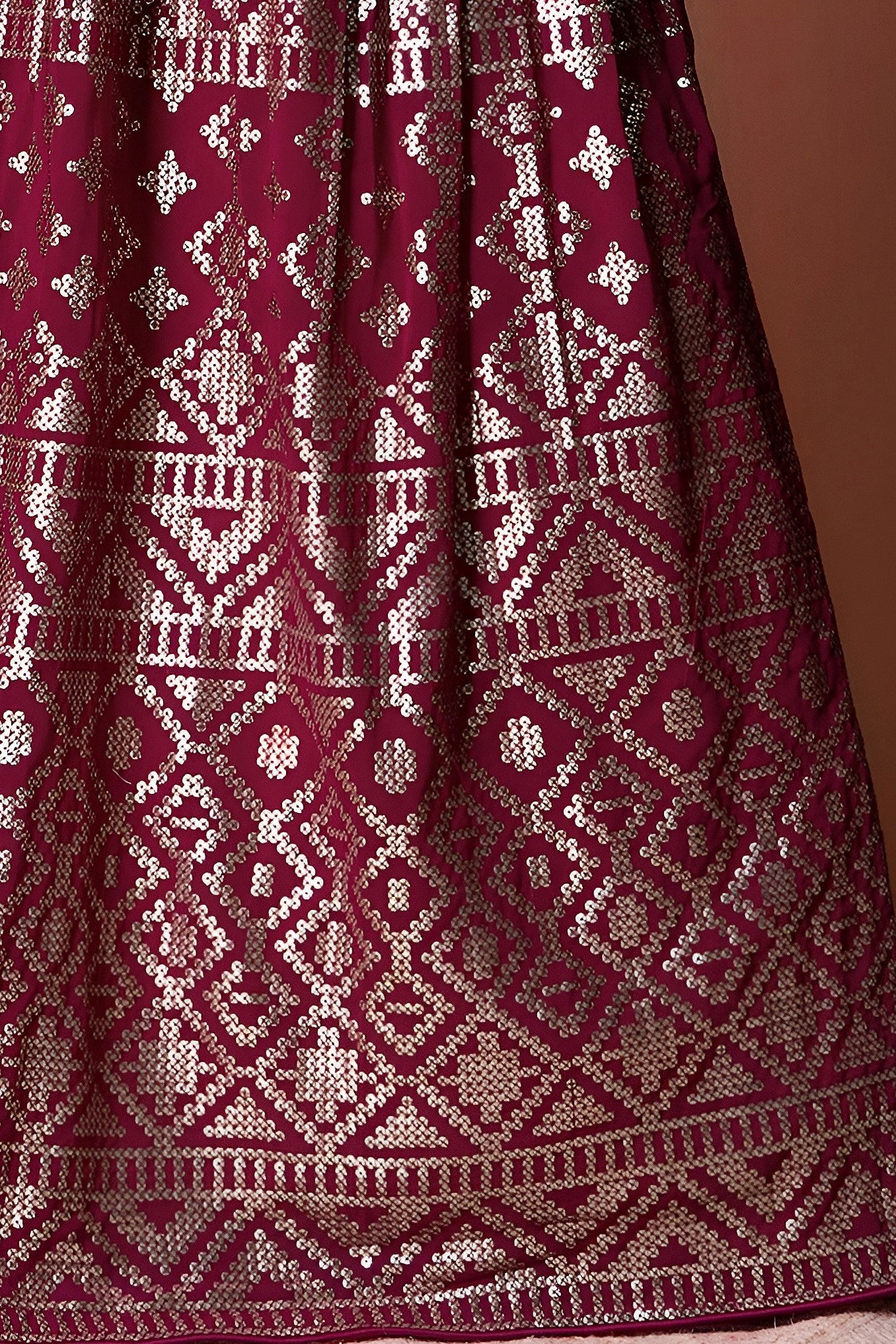 Rani Georgette Lehenga Choli with Thread and Sequins Embroidery Work