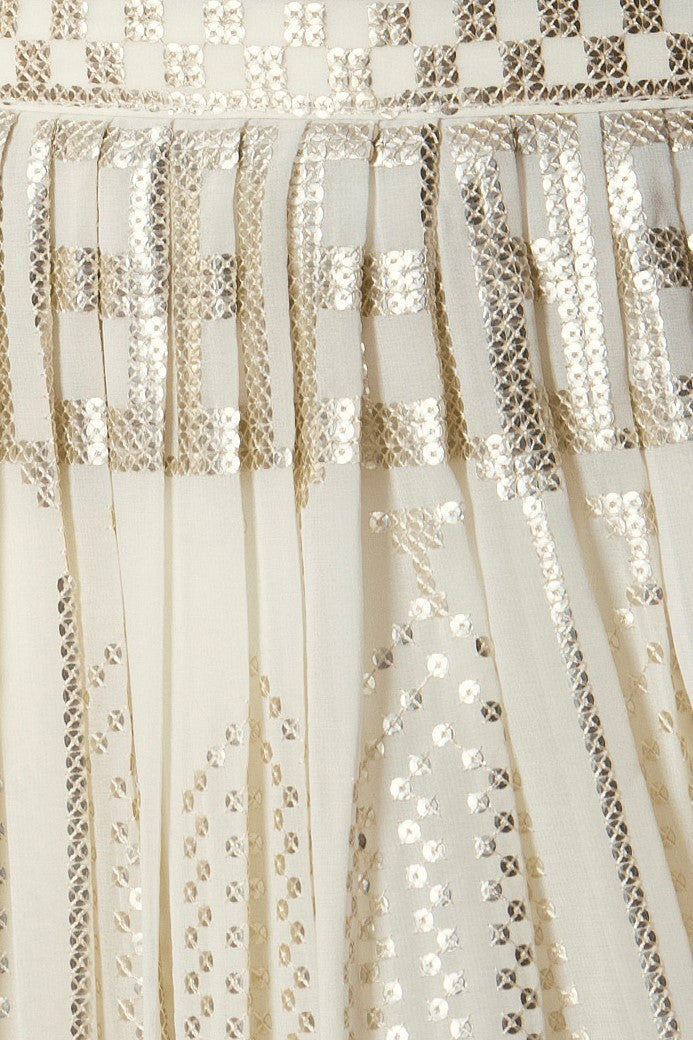 White Georgette Lehenga Choli with Thread and Sequins Embroidery