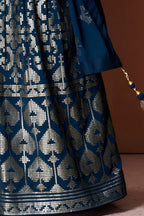 Blue Georgette Lehenga Choli with Thread and Sequins Embroidery