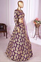 Purple Georgette Lehenga Choli For Indian & Pakistani Wedding Festival - Sequins & Thread Embroidery Work, Zari Work
